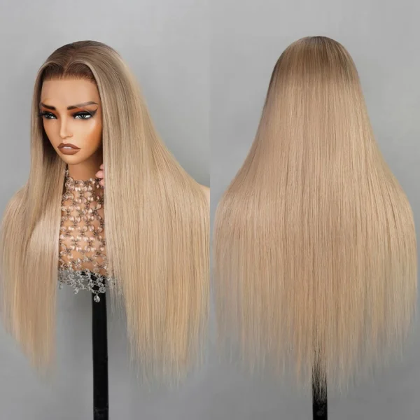TRILL Chocolate Dipped Marshmallow Vibe Ash Blonde Ombre 13x4 Lace Frontal Wigs Body Wave 6x5 Pre Cut Lace Wigs