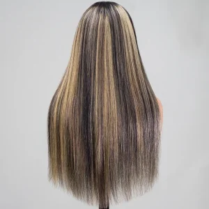 TRILL Balayage Highlight Straight Hair 6×5 Glueless 13×4 HD Lace Full Frontal Wig 100% Human Hair