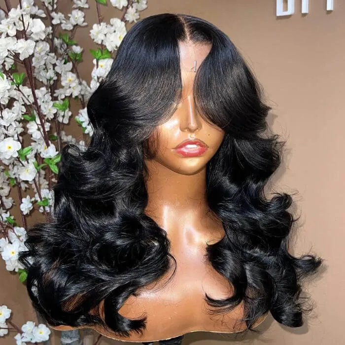 TRILL Face-Framing Curtain Bangs Body Wave Wig 6×5 Lace Glueless Wear Go Human Hair Wig