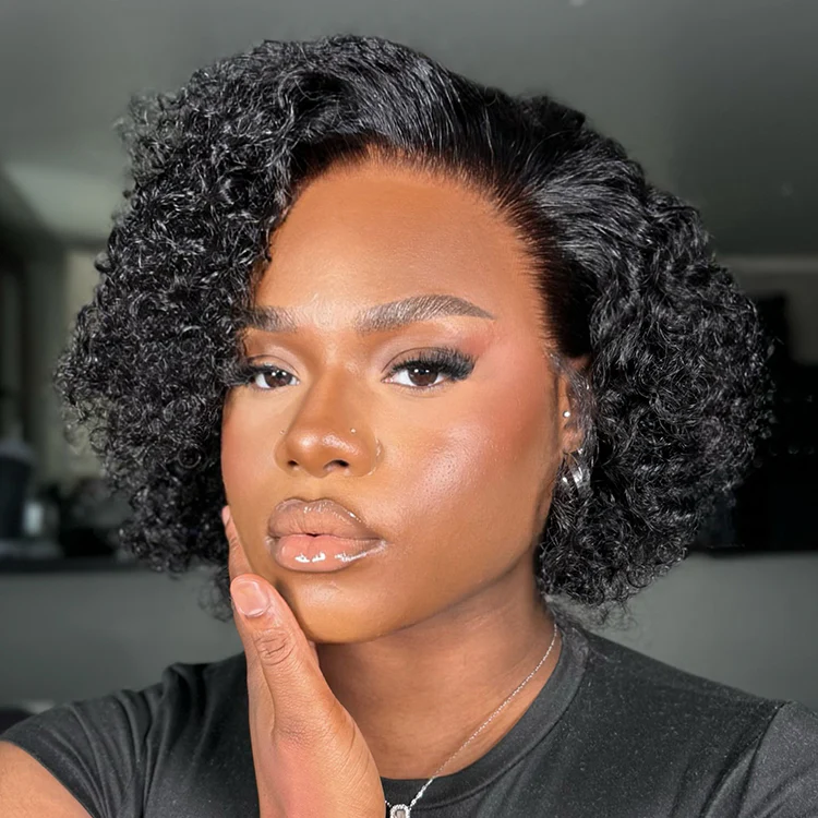 TRILL Effortless Elegance Brown Highlight Bouncy Curly Wig Minimalist HD Lace Glueless Wig Pre-Cut Lace