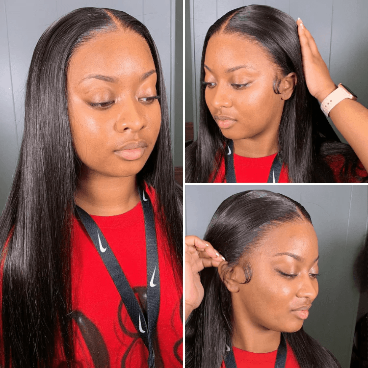 TRILL Super Natural Hairline Silky Straight Glueless 13x4 Frontal Lace Wig Human Hair Pre-Cut Lace