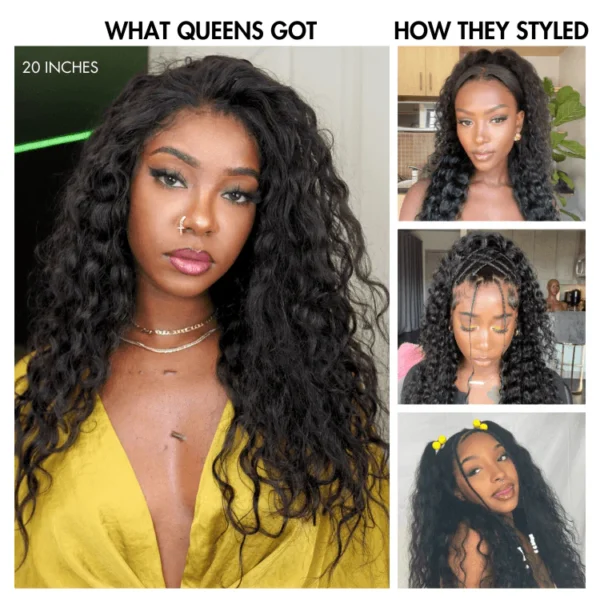 TRILL Hair 180% Density | Water Wave 13x4 Frontal HD Lace Glueless Free Part Long Curly Wig 100% Human Hair