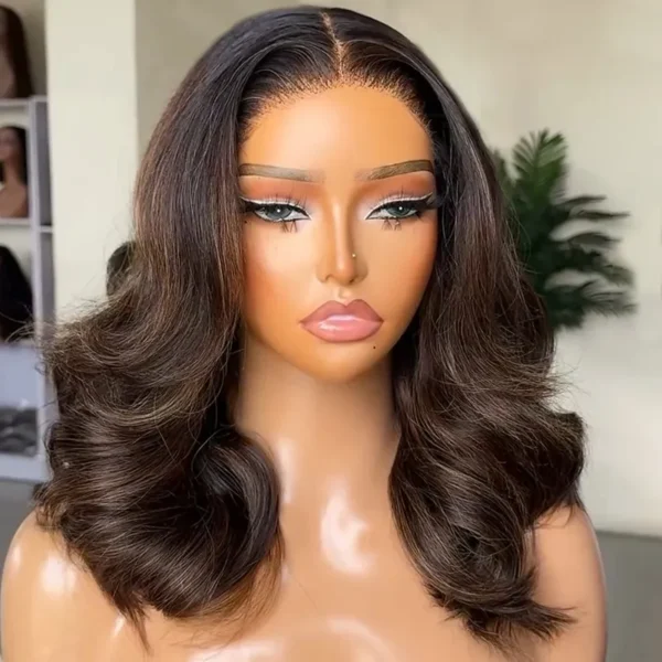 TRILL Pre Everything Brown Highlight Color Loose Wave Wig Shoulder Length 6×5 HD Lace 200% Density