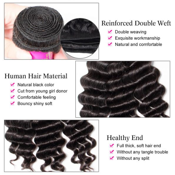 Long-Lasting Human Hair With HD Lace Closure With Bundles Brazilian Loose Deep 3 Bundles With 5×5 Closure 100% Human Hair - Image 7