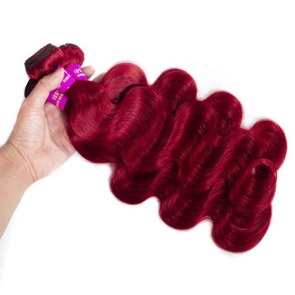 Brazilian Red Color Body Wave 3 Bundles With Lace Closure 100% Virgin Human Hair Bundles With Closure Long-Lasting Human Hair - Image 2
