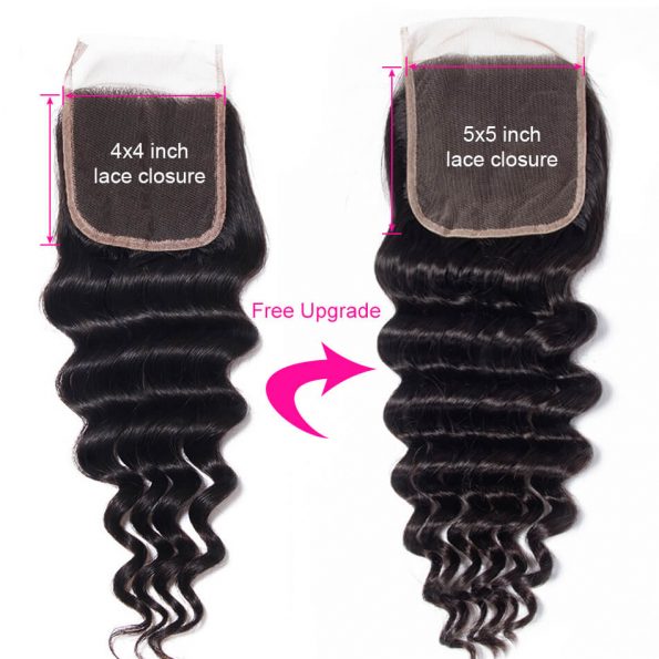 Long-Lasting Human Hair With HD Lace Closure With Bundles Brazilian Loose Deep 3 Bundles With 5×5 Closure 100% Human Hair - Image 4