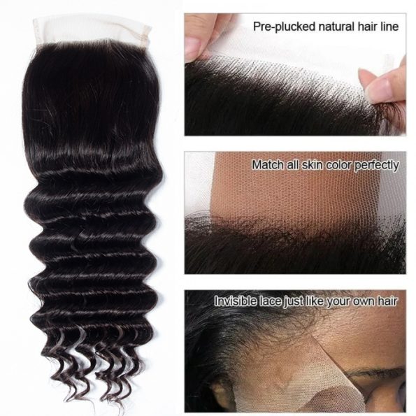Long-Lasting Human Hair With HD Lace Closure With Bundles Brazilian Loose Deep 3 Bundles With 5×5 Closure 100% Human Hair - Image 5