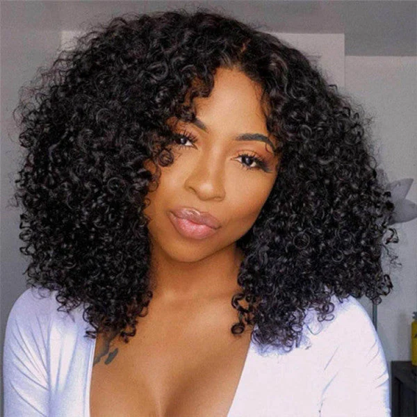 6 lnches Deep Part TRILL jerry Curly Bob Wigs Natural Black No Code Needed Limited - Image 3