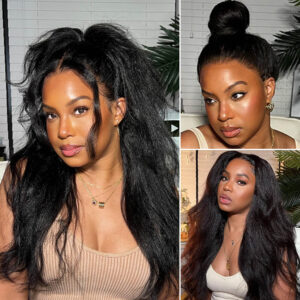 TRILL 3D Lace Half Wig Glueless Yaki Straight Hair With Breathable Dome Cap 6Inch Deep Parting