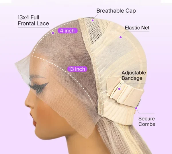 6x5 Invisible Knots & 13x4 Lace Frontal Blonde Highlight Loose Body Wave Wigs Invisible Knots