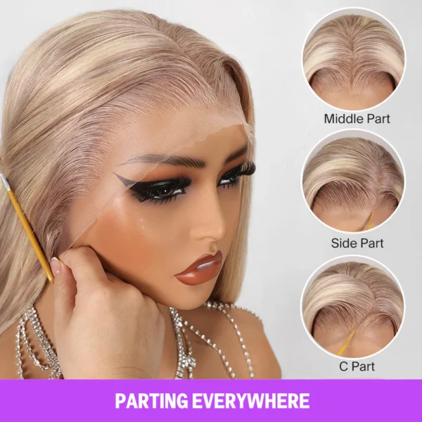 6x5 Invisible Knots & 13x4 Lace Frontal Blonde Highlight Loose Body Wave Wigs Invisible Knots