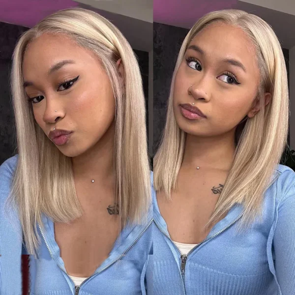 TRILL 6x5 Invisible Knots Glueless Blonde Highlight Straight Bob Wigs Realistic Hairline Beginner Friendly
