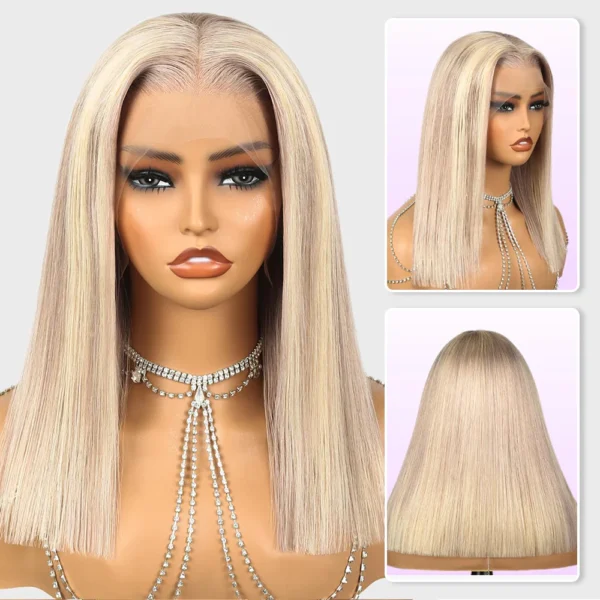 TRILL 6x5 Invisible Knots Glueless Blonde Highlight Straight Bob Wigs Realistic Hairline Beginner Friendly