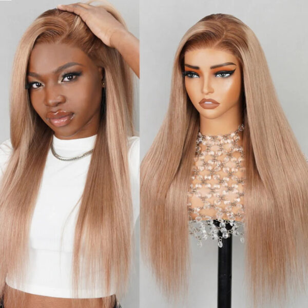 6x5 Invisible TRILL Knots Glueless Milk Tea Brown Ombre Straight Realistic Hairline Beginner Friendly