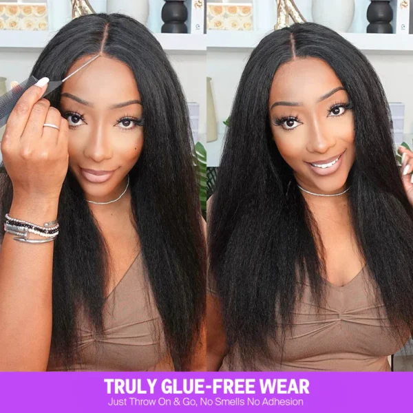 TRILL 3D Lace Half Wig Glueless Yaki Straight Hair With Breathable Dome Cap 6Inch Deep Parting