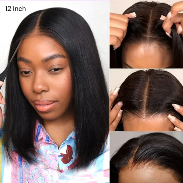 13x5 Pre-All TRILL Glueless Straight Bob Invisible Knots Natural Black Beginner Friendly