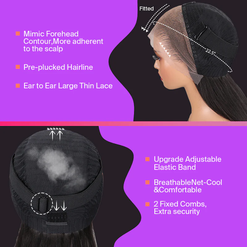 6x5 Invisible Knots & 13x4 Pre-All Glueless Auburn Highlights On Black Straight Bob Wigs Beginner Friendly - Image 3