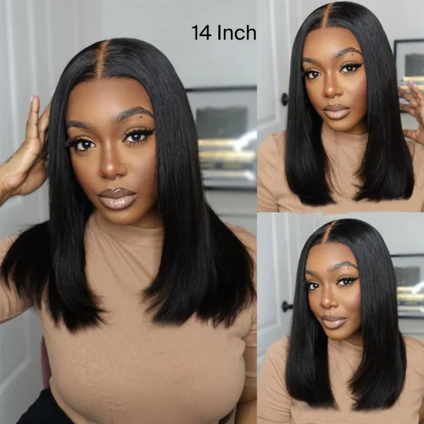 13x4 Lace Frontal Straight Bob Invisible TRILL Knots Natural Black Natural Hairline