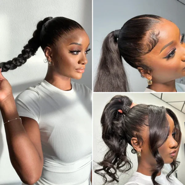 TRILL 360 Full Lace Glueless Body Wave Wigs Invisi Drawstring Natural Black Pre-cut Lace