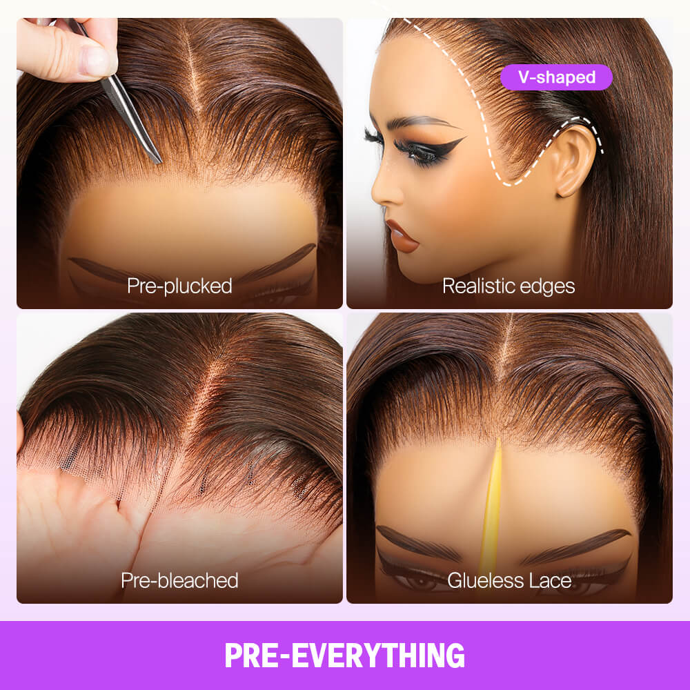 13x6 Chocolate Brown Glueless Wigs Water Wave Curly with Drawstring 100% Human Hair Wig - Image 4