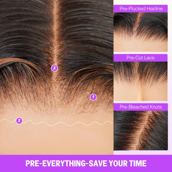 6x5 Invisible Knots Glueless Auburn Highlights On Black Body Wave Wigs Pre-cut Lace Beginner Friendly