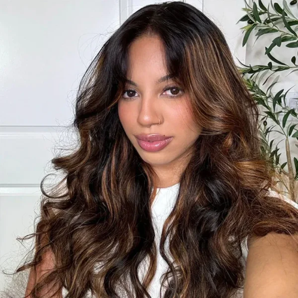 6x5 Invisible Knots Glueless Auburn Highlights On Black Body Wave Wigs Pre-cut Lace Beginner Friendly
