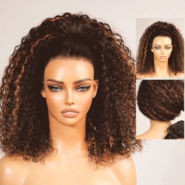 3 in 1 Half Wig Glueless Jerry Curly Wigs With Drawstring Natural Black Beginner Friendly