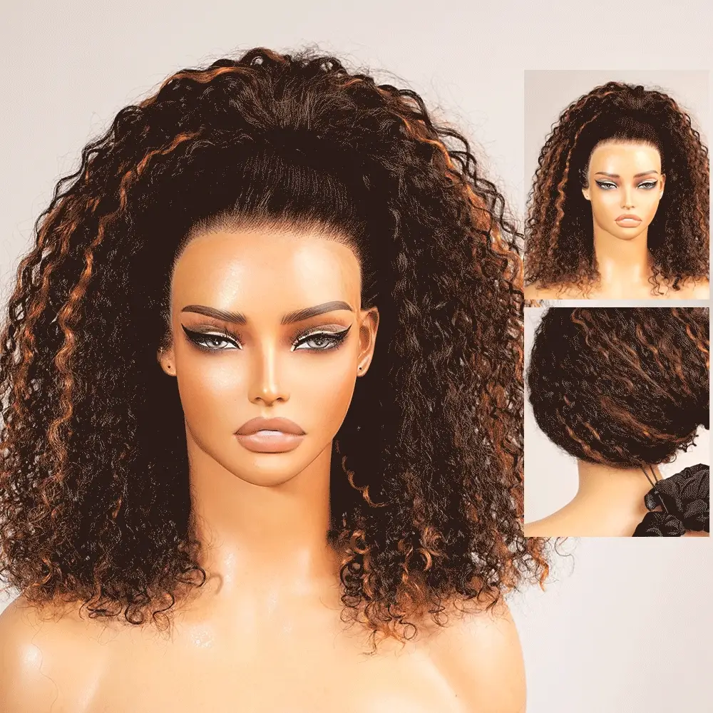 3 in 1 Half Wig Glueless Jerry Curly Wigs With Drawstring Natural Black Beginner Friendly - Image 6