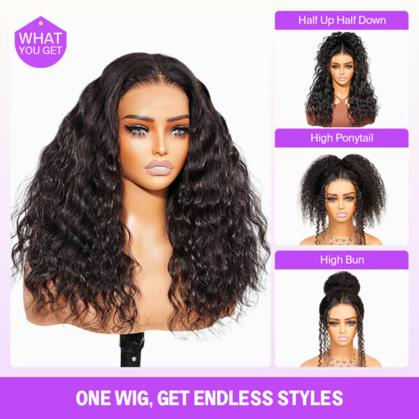 TRILL 3D Lace Half Wig Glueless Water Wave Hair With Breathable Dome Cap 6Inch Deep Parting