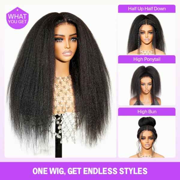 TRILL 3D Lace Half Wig Glueless Yaki Straight Hair With Breathable Dome Cap 6Inch Deep Parting