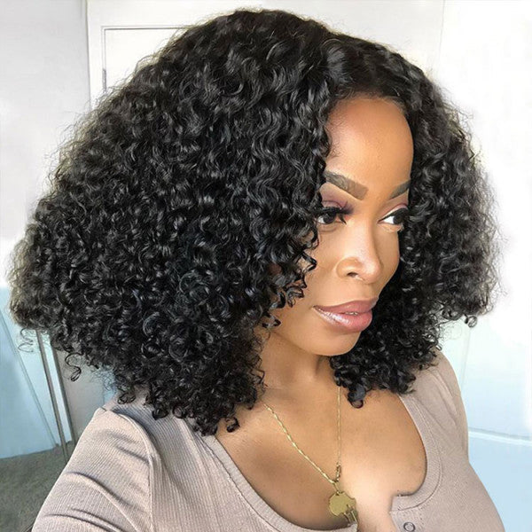 6 lnches Deep Part TRILL jerry Curly Bob Wigs Natural Black No Code Needed Limited - Image 2