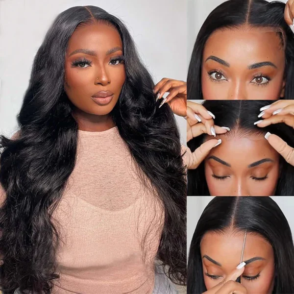 6x5 Invisible TRILL Knots Glueless Loose Body Wave Wigs Pre-cut Lace Natural Black Beginner Friendly