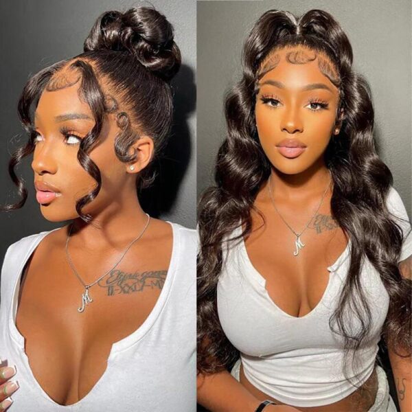 TRILL 360 Full Lace Glueless Body Wave Wigs Invisi Drawstring Natural Black Pre-cut Lace