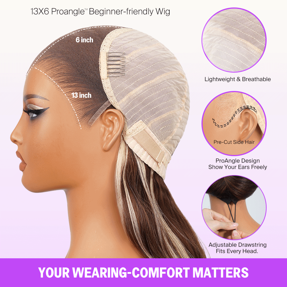 Champagne and Brown Ombre Colored 6x5 Pre-All Glueless Loose Body Wave Wigs - Image 9