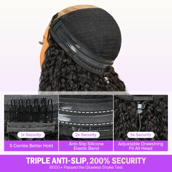TRILL 3D Lace Half Wig Glueless Curly Hair With Breathable Dome Cap 6Inch Deep Parting