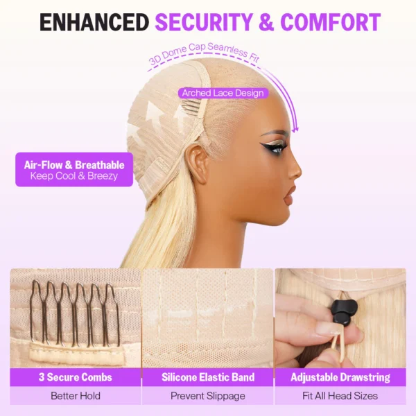 13x6 Blonde To Ash Grey Ombre Glueless Loose Body Wave With Drawstring 100% Human Hair