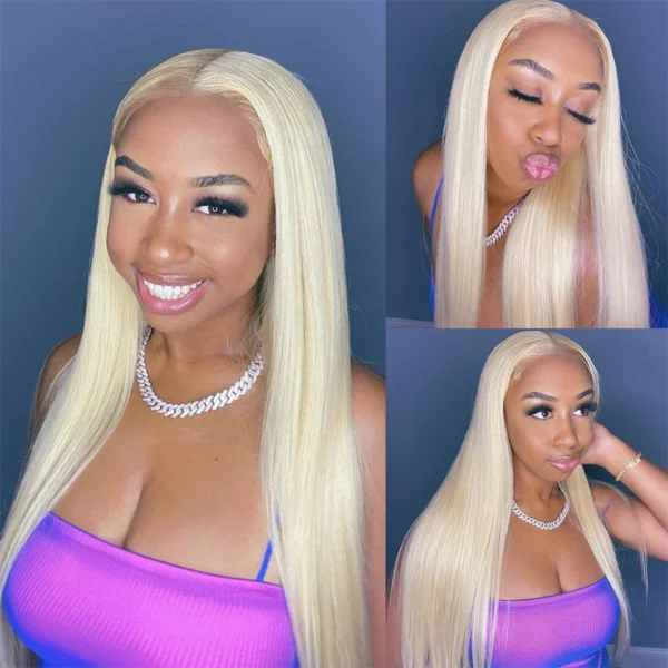 TRILL 6x5 Invisible Knots & 13x4 Lace Frontal 613 Blonde Straight Wigs Realistic Hairline
