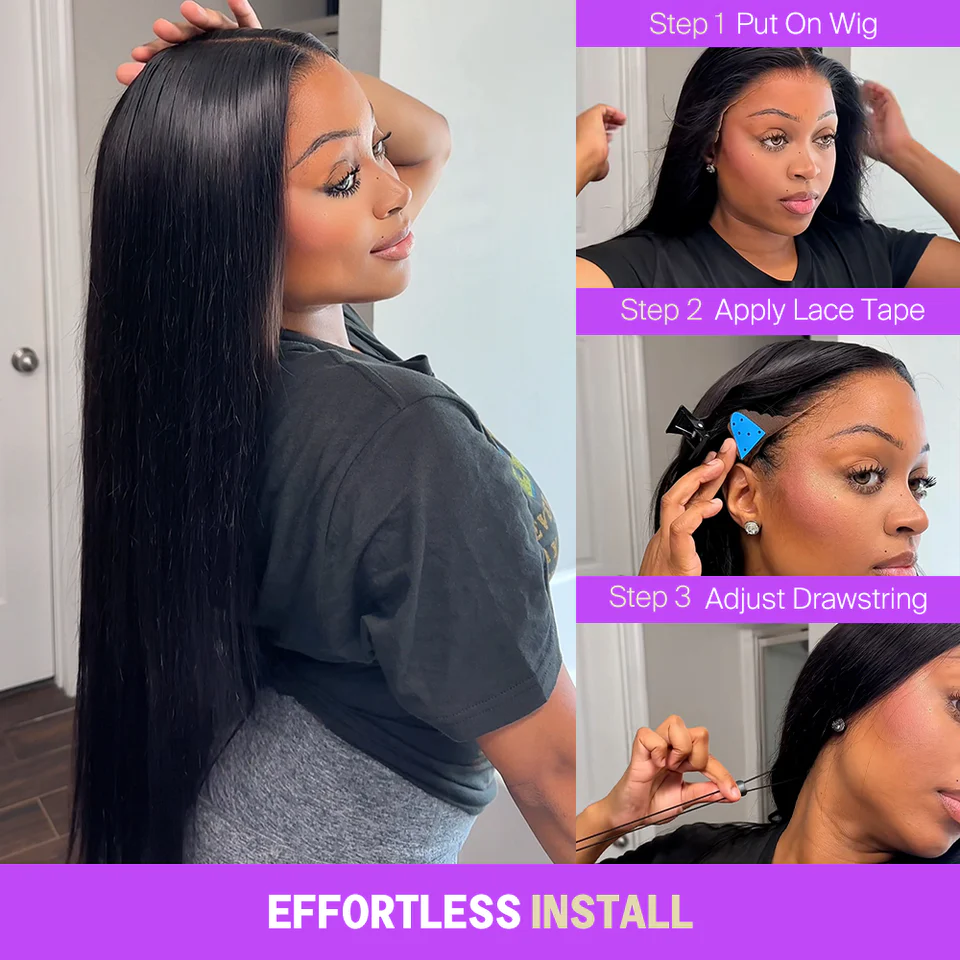 TRILL 13x6 Glueless Wig Straight Hair With Spiral Curly Ends With Drawstring Hold Curls Well - Image 6