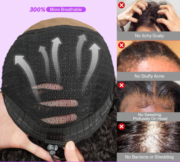 TRILL 3D Lace Half Wig Glueless Curly Hair With Breathable Dome Cap 6Inch Deep Parting