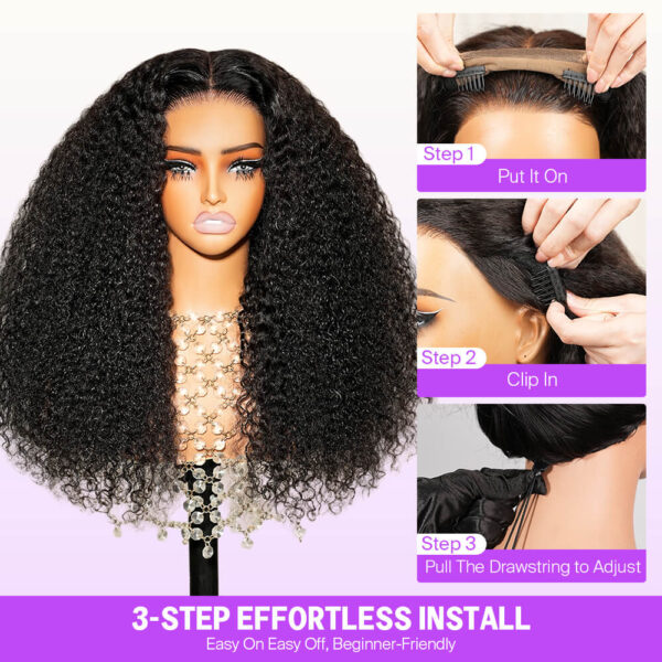TRILL 3D Lace Half Wig Glueless Curly Hair With Breathable Dome Cap 6Inch Deep Parting