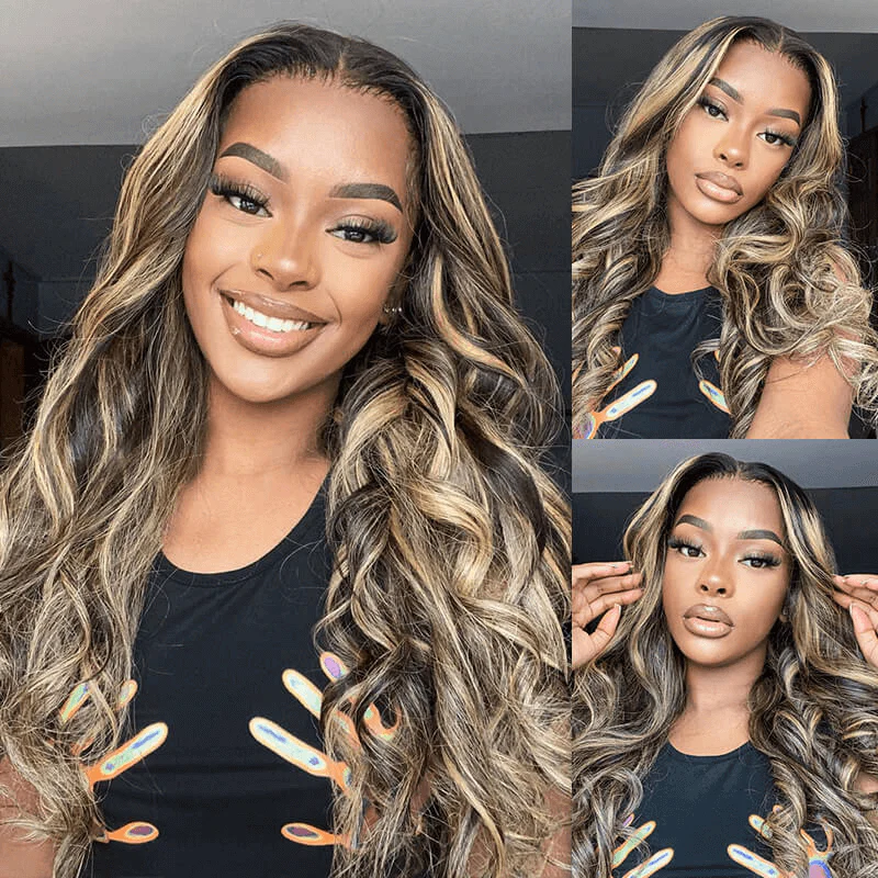TRILL 13x4 Lace Frontal Balayage Highlight Body Wave Wigs Invisible Knots Natural Hairline - Image 4