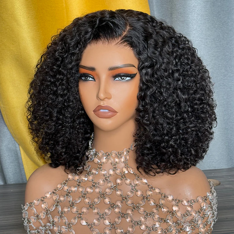 TRILL 6x5 Invisible Knots Glueless Curly Bob Wigs Pre-cut Lace Natural Black Beginner Friendly - Image 4