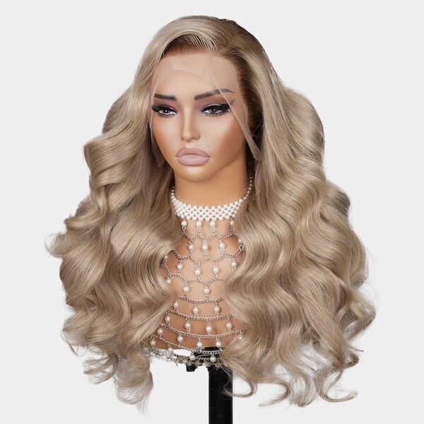 6x5 Invisible TRILL Knots & 13x4 Lace Frontal Ash Blonde Ombre Loose Body Wave Wigs Natural Hairline