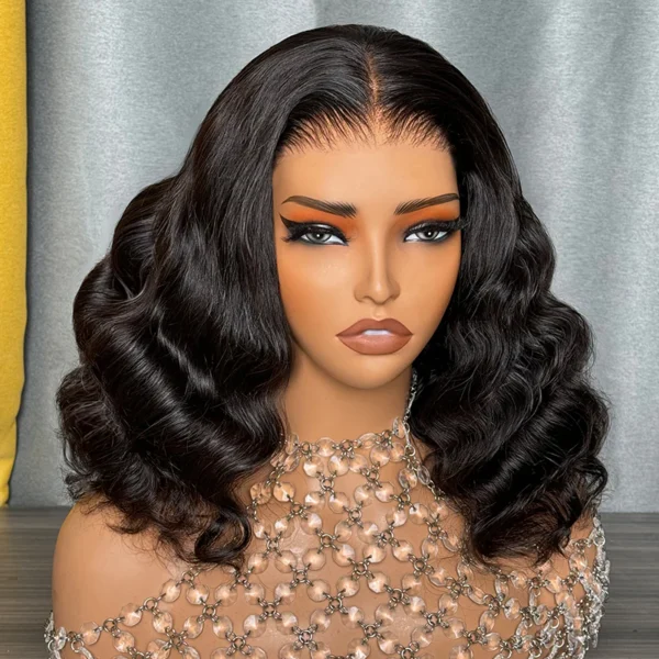 TRILL 6x5 Invisible Knots Glueless Curly Bob Wigs Pre-cut Lace Natural Black Beginner Friendly