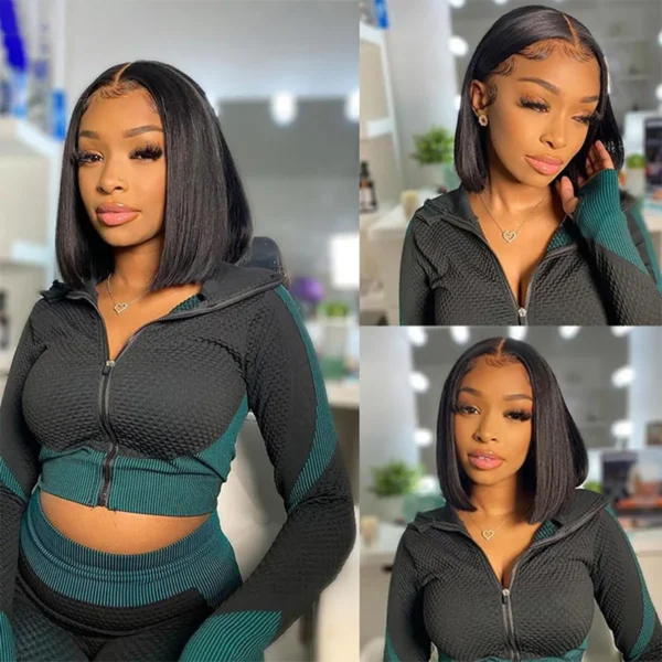 TRILL 13x4 Pre-All Glueless Straight Bob Invisible Knots Natural Black Natural Hairline