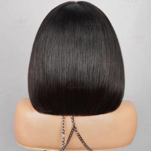 6 Inches Deep Part Wigs TRILL Straight Bob Natural Black 100% Human Hair Wig