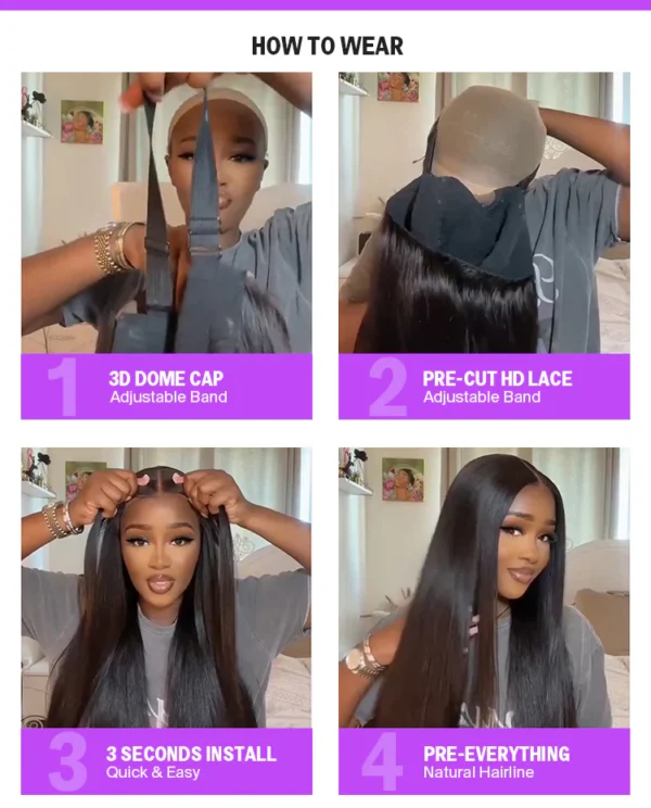 TRILL 6x5 Invisible Knots Glueless Loose Deep Wave Wigs Pre-cut Lace Natural Black Beginner Friendly