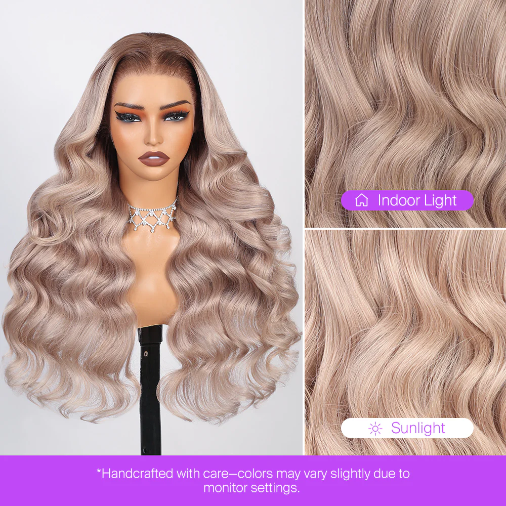 13x6 Ash Blonde Ombre TRILL Glueless Wigs Silky Straight With Drawstring 100% Human Hair Wig - Image 8