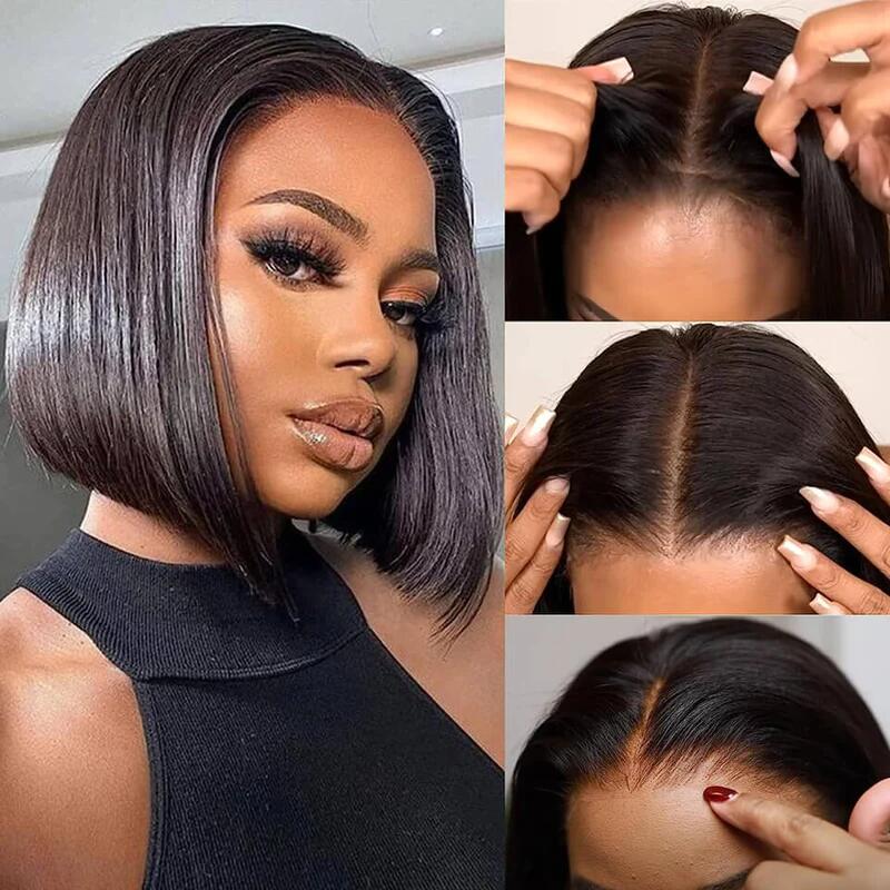 6x5 Invisible TRILL Knots Glueless Balayage Highlight Straight Bob Realistic Hairline Beginner Friendly - Image 5