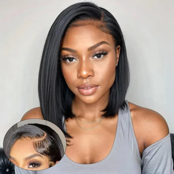 6x5 Invisible TRILL Knots & 13x4 Pre-All Glueless Straight Bob Wigs Pre-cut Lace Natural Black Beginner Friendly